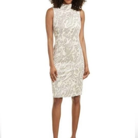 J. McLaughlin Dresses & Skirts - new J.McLaughlin “Liz” Cream Taupe Velvet Jaguar Sleeveless Midi Dress Small